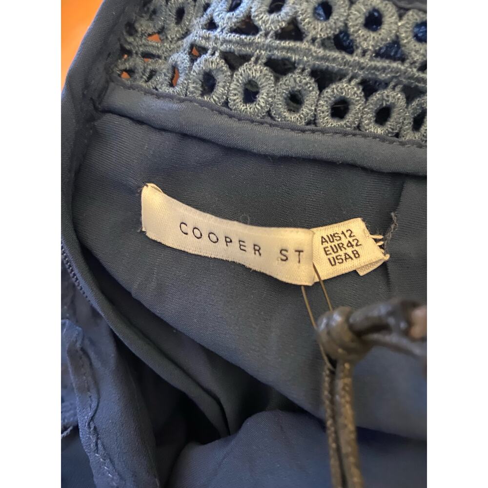 Cooper St. Womens Dress Size 4 Navy Blue‎ Lace Sheath Deep V-Neck Sexy Short NEW - Picture 6 of 8